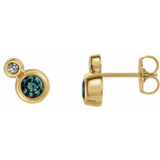 14K Yellow 3 mm Lab-Grown Alexandrite & .03 CTW Natural Diamond Earrings