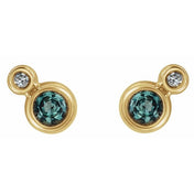 14K Yellow 3 mm Lab-Grown Alexandrite & .03 CTW Natural Diamond Earrings