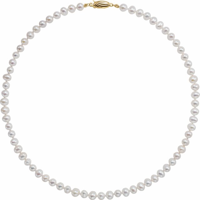14K Yellow Panache? Cultured White Freshwater Pearl 16" Necklace