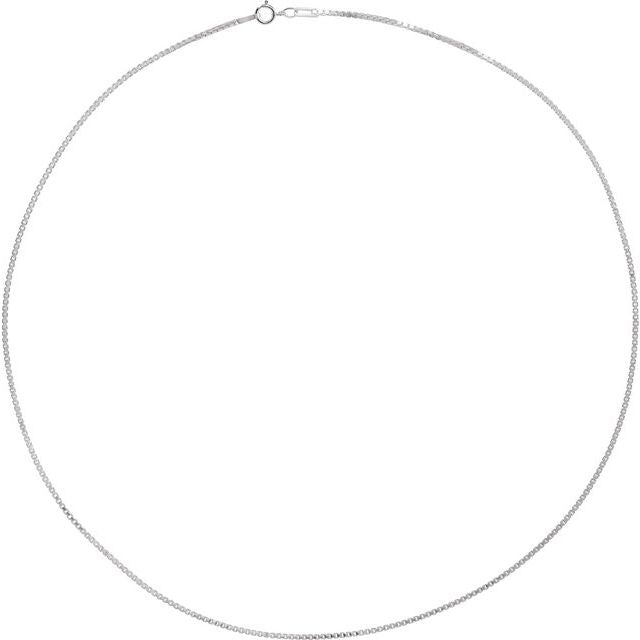 14K White 1.3 mm Diamond-Cut Box 18" Chain