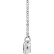 14K White Lab-Grown Blue Sapphire & .02 CTW Natural Diamond Bar 16" Necklace