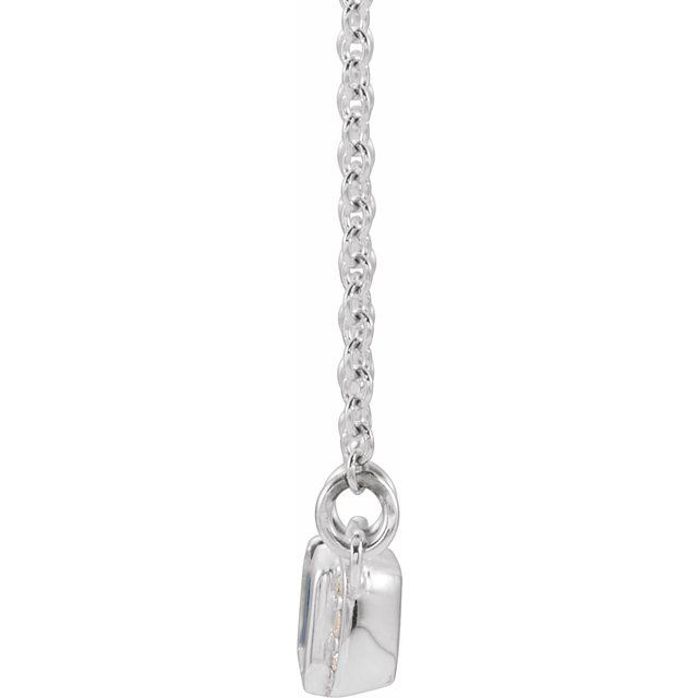 14K White Lab-Grown Blue Sapphire & .02 CTW Natural Diamond Bar 16" Necklace