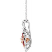 14K White/Rose Natural Ruby & 1/6 CTW Natural Diamond 16-18" Necklace