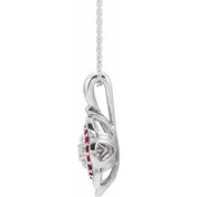 Sterling Silver Natural Ruby & 1/6 CTW Natural Diamond 16-18" Necklace