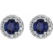 Platinum 5.5 mm Lab-Grown Blue Sapphire & 1/4 CTW Natural Diamond Earrings