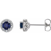 Platinum 5.5 mm Lab-Grown Blue Sapphire & 1/4 CTW Natural Diamond Earrings