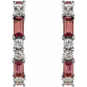Sterling Silver Natural Pink Tourmaline & 1/2 CTW Natural Diamond Earrings