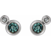 14K White 3 mm Lab-Grown Alexandrite & .03 CTW Natural Diamond Earrings