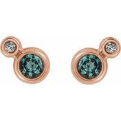 14K Rose 3 mm Lab-Grown Alexandrite & .03 CTW Natural Diamond Earrings