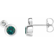 Sterling Silver 4 mm Lab-Grown Alexandrite & .06 CTW Natural Diamond Earrings
