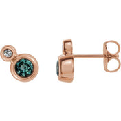 14K Rose 3 mm Lab-Grown Alexandrite & .03 CTW Natural Diamond Earrings