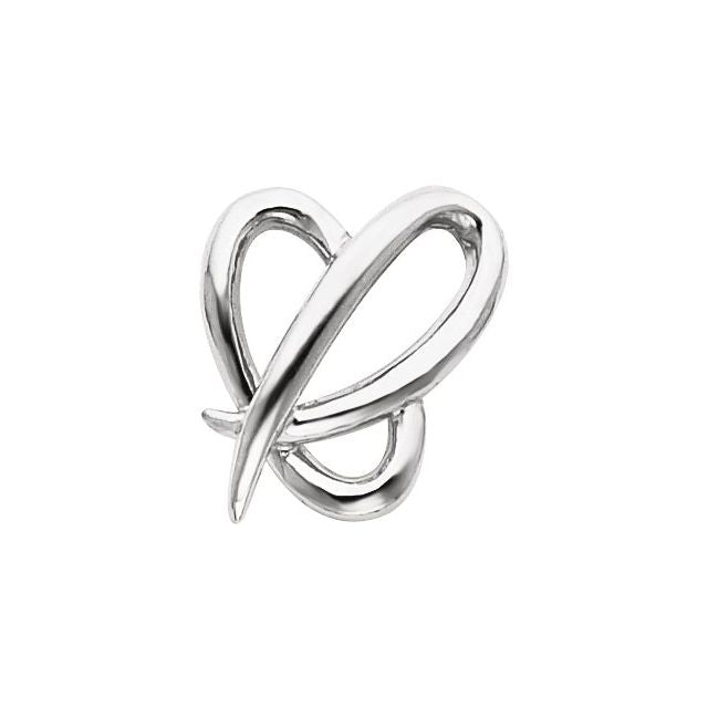 14K White Heart Slide Pendant