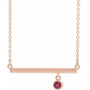 14K Rose Natural Ruby Bezel-Set 16" Necklace