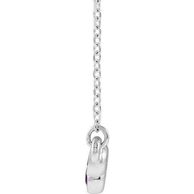 Sterling Silver Natural Pink Tourmaline Bezel-Set Bar 16-18" Necklace