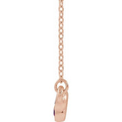 14K Rose Natural Pink Tourmaline Bezel-Set Bar 16-18" Necklace