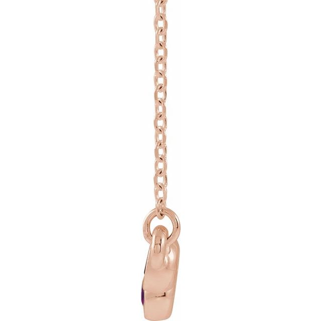 14K Rose Natural Pink Tourmaline Bezel-Set Bar 16-18" Necklace