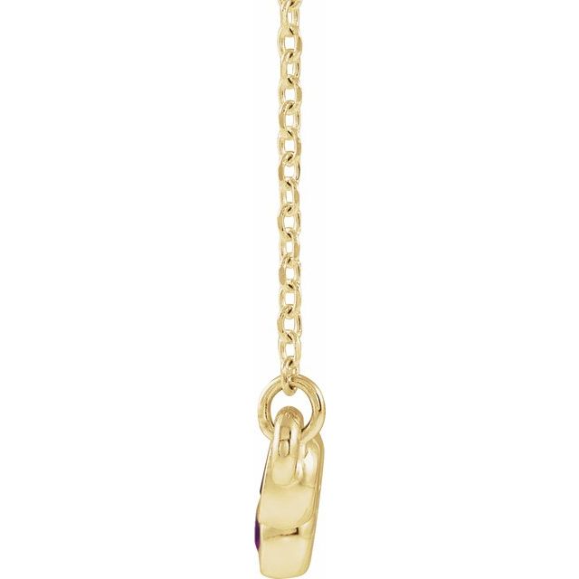 14K Yellow Natural Pink Tourmaline Bezel-Set Bar 16-18" Necklace