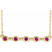 14K Yellow Lab-Grown Ruby Bezel-Set Bar 18" Necklace