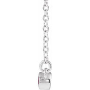 Sterling Silver Natural Ruby Bezel-Set Bar 16" Necklace
