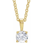 14K Yellow 5 mm Natural White Sapphire 16-18" Necklace