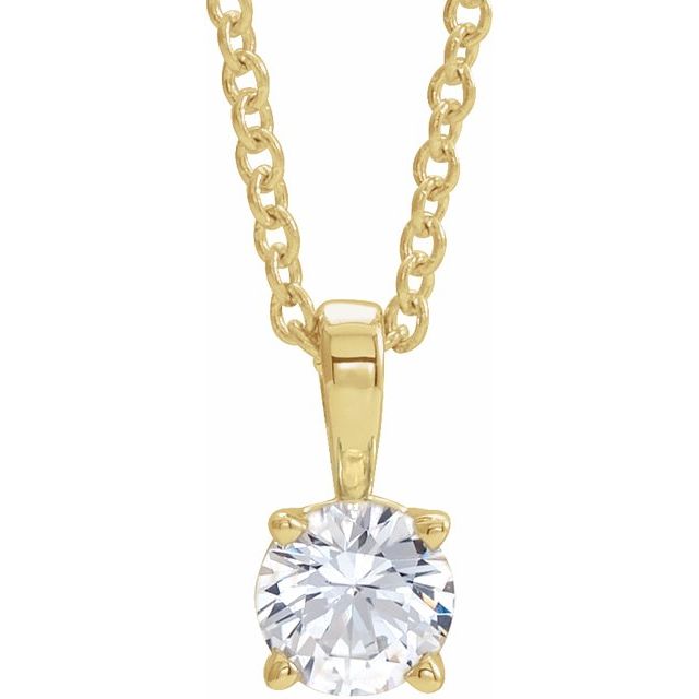 14K Yellow 5 mm Natural White Sapphire 16-18" Necklace