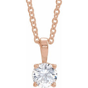 14K Rose 4 mm Natural White Sapphire 16-18" Necklace