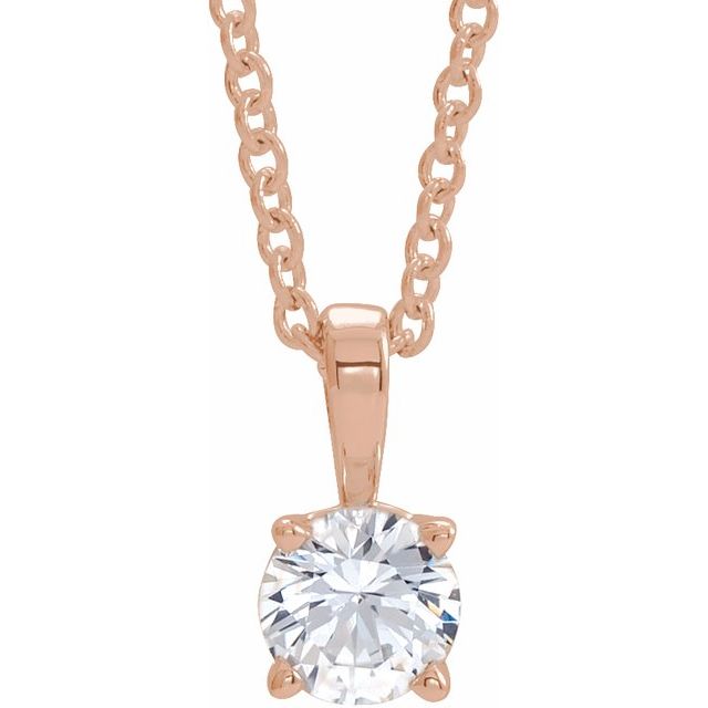 14K Rose 4 mm Natural White Sapphire 16-18" Necklace