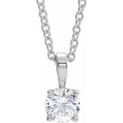 Sterling Silver 5 mm Imitation White Sapphire 16-18" Necklace