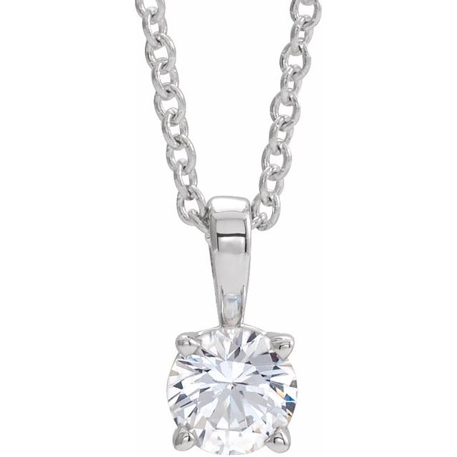 Sterling Silver 5 mm Imitation White Sapphire 16-18" Necklace