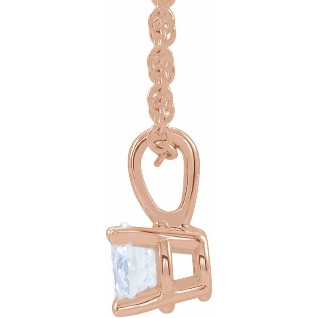 14K Rose 4 mm Natural White Sapphire 16-18" Necklace