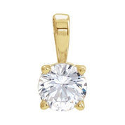14K Yellow 5 mm Natural White Sapphire Pendant