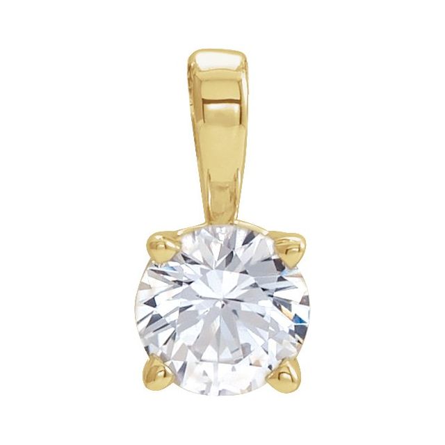 14K Yellow 5 mm Natural White Sapphire Pendant