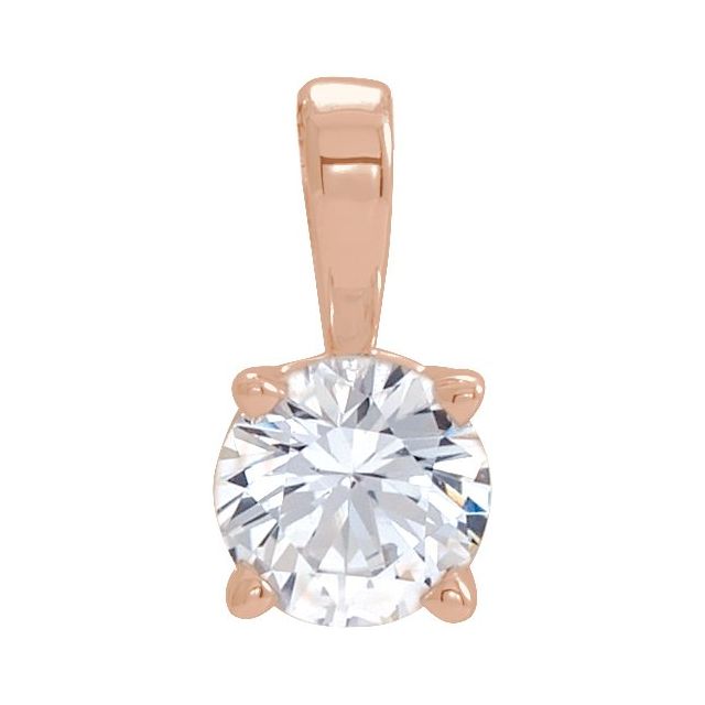 14K Rose 5 mm Natural White Sapphire Pendant