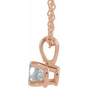 14K Rose 3 mm Natural White Sapphire 16-18" Necklace