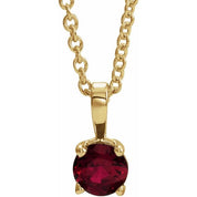 14K Yellow 4 mm Lab-Grown Ruby 16-18" Necklace