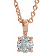 14K Rose 3 mm Natural White Sapphire 16-18" Necklace