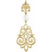 14K Yellow Cultured White Akoya Pearl Pendant