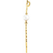 14K Yellow Cultured White Akoya Pearl Pendant