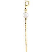 14K Yellow Cultured Akoya Pearl Fleur-de-lis Scroll Pendant