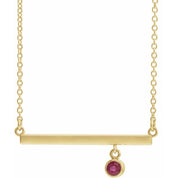 14K Yellow Natural Ruby Bezel-Set 16" Necklace