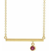 14K Yellow Natural Ruby Bezel-Set 18" Necklace
