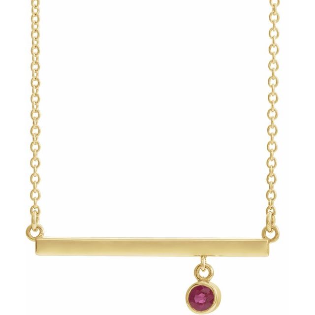 14K Yellow Natural Ruby Bezel-Set 18" Necklace