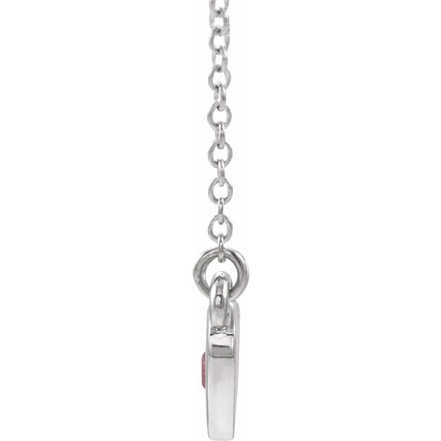 Sterling Silver Natural Pink Tourmaline Heart 16" Necklace