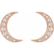 14K Rose 1/10 CTW Lab-Grown Crescent Moon Stud Earrings
