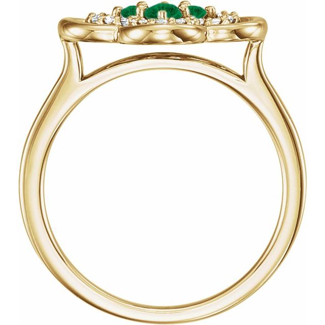 14K Yellow Lab-Grown Emerald & 1/10 CTW Diamond Ring