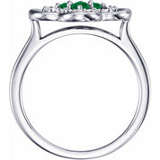 Platinum Lab-Grown Emerald & 1/10 CTW Diamond Ring