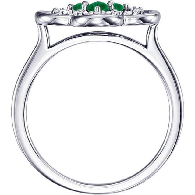 14K White Lab-Grown Emerald & 1/10 CTW Diamond Ring