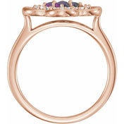 14K Rose Lab-Grown Alexandrite & 1/10 CTW Diamond Ring