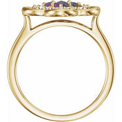 14K Yellow Lab-Grown Alexandrite & 1/10 CTW Diamond Ring