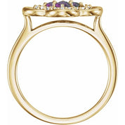 14K Yellow Lab-Grown Alexandrite & 1/10 CTW Diamond Ring